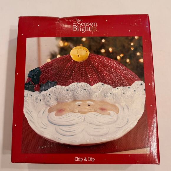 Kohl's Other - 00s Vtg Make the Season Bright Santa Chip & Dip Tray New in Box 13"x13"